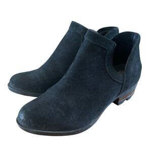 Sorel Lolla Cut Out‎ Women's Black Suede Pull-on Ankle Boots Size 6.5